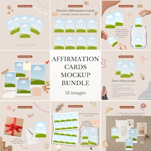 Affirmationskarten Mockup Canva Pro Template Bundle Bearbeitbare minimalistische Szene für Coaches Kreative für kleine Unternehmen kommerzielle Nutzung