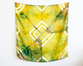 READY TO SHIP Double Diamond Pattern Natural Fusticwood and Indigo Shibori Dyed Silk Scarf