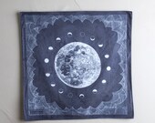 Mond-Gezeiten - Scheitholzkessel/Eisen/Tannin gefärbt natürlich Bildschirm bedruckten Halstuch