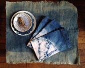 Natural Indigo Shibori Hand Dyed Dinner Napkins