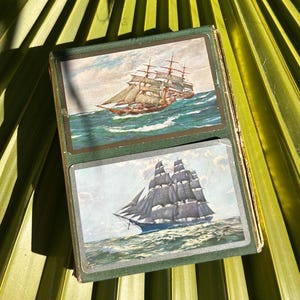Vintage Playing Cards – Tall Ship Nautical Art Set of 2