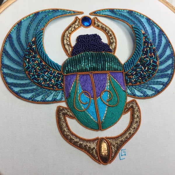 Scarab Beetle - full kit - Goldwork, Stumpwork, Embroidery, DYI kit