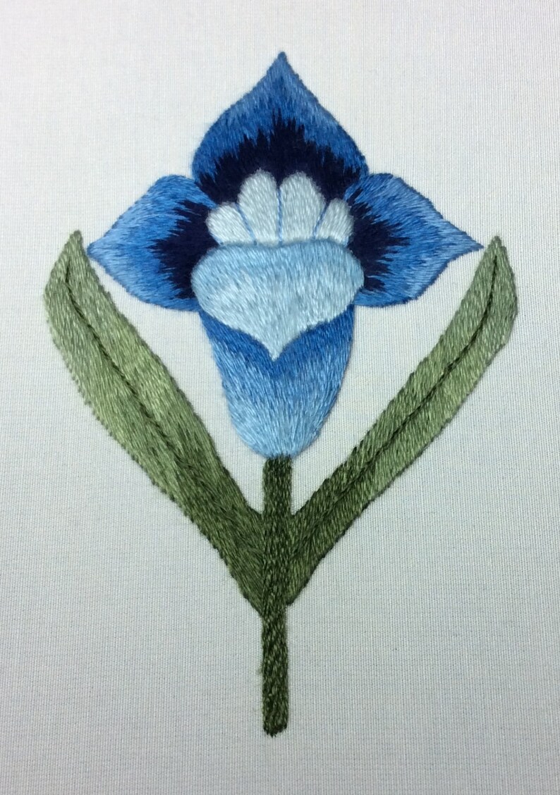 Silk Shading Embroidery Hand Stitching DIY Kit Blue Flower Etsy