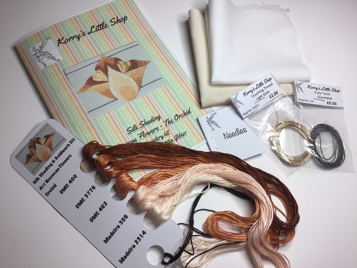 Silk Shading Embroidery Hand Stitching DIY Kit Goldwork Etsy UK