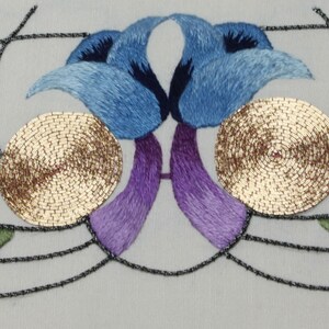 Silk Shading, Embroidery, hand stitching, DIY kit, Goldwork embroidery, hand embroidery Art Nouveau flower silk shading kit image 6