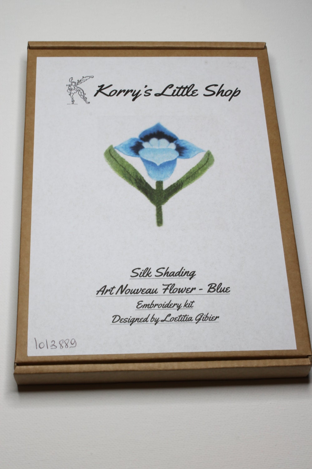 Silk Shading, Embroidery, Hand Stitching, DIY Kit, Blue Flower Art