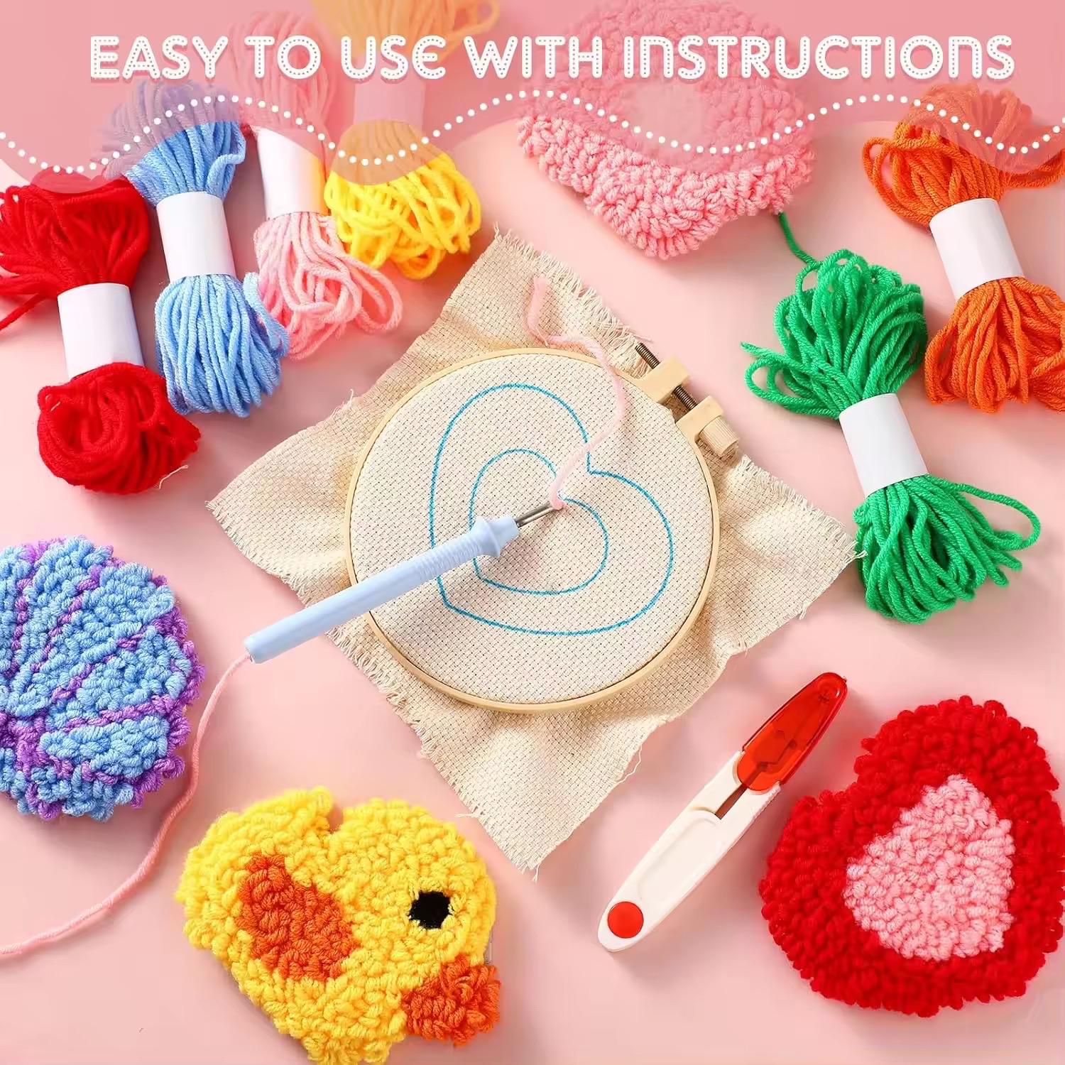 Punch Needle Coasters Kit for Adults Beginners 6 Pattern Easy ...