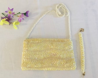 Vintage Yellow Clutch Sequins - Coordinating Bracelet