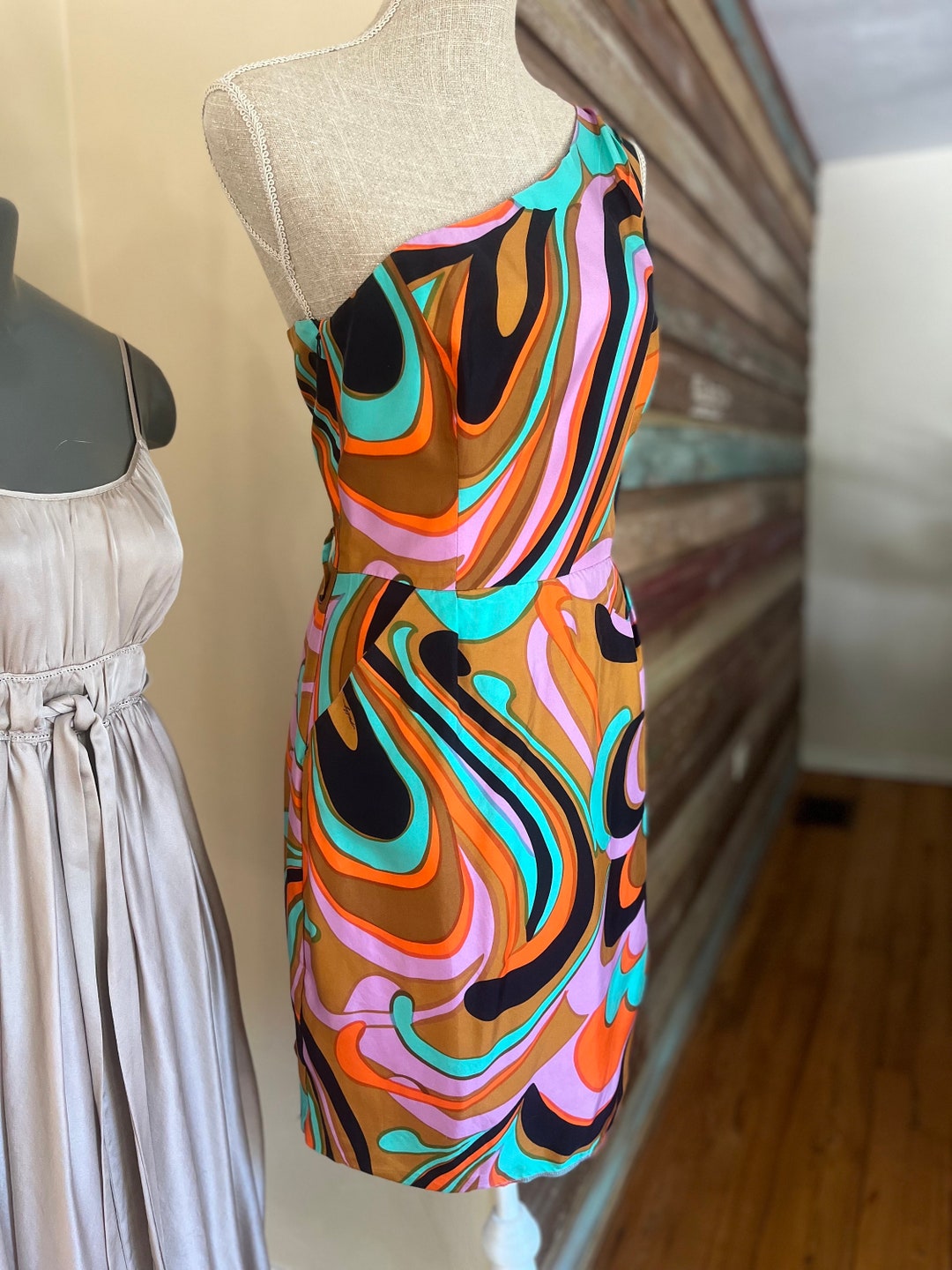 Milly OF NEW YORK ミリー　ワンピース　リネン Vintage Milly of New York Dress - One Shoulder - Etsy