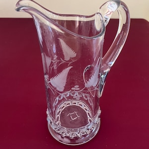 Vintage Etched Glass Pitcher or Vase