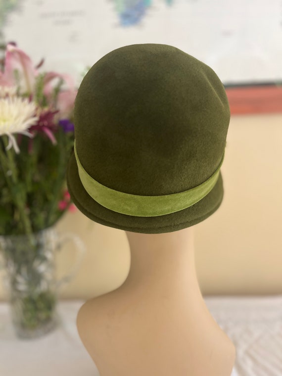 Vintage Green Lazarus Hat - Cloche Bucket - image 6