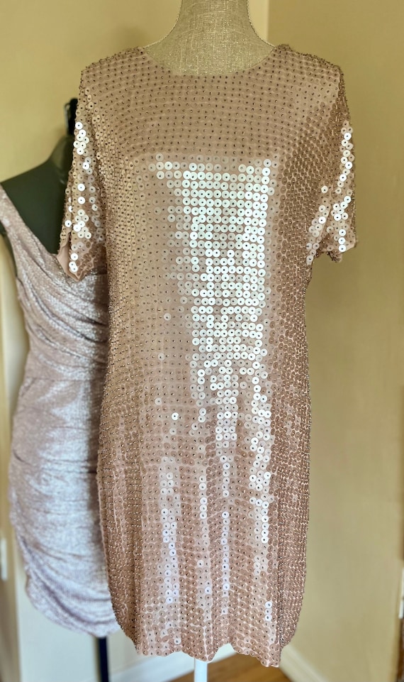 Fully Sequined Blush Pink Party Dress