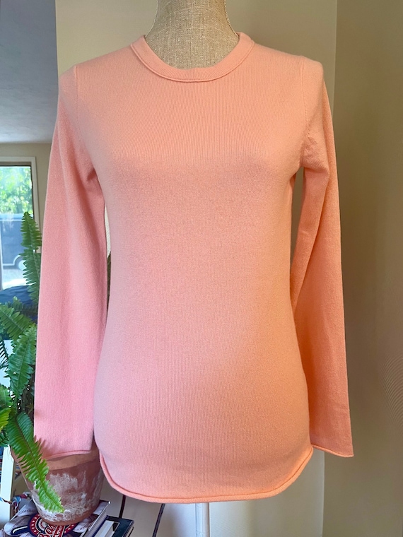 CASHMERE Spring Sweater Pastel Apricot Orange S - image 1