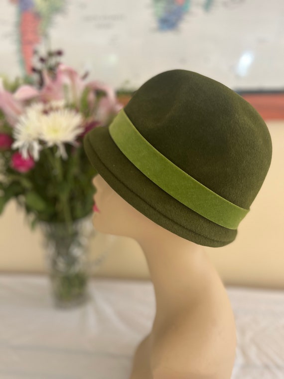 Vintage Green Lazarus Hat - Cloche Bucket - image 3