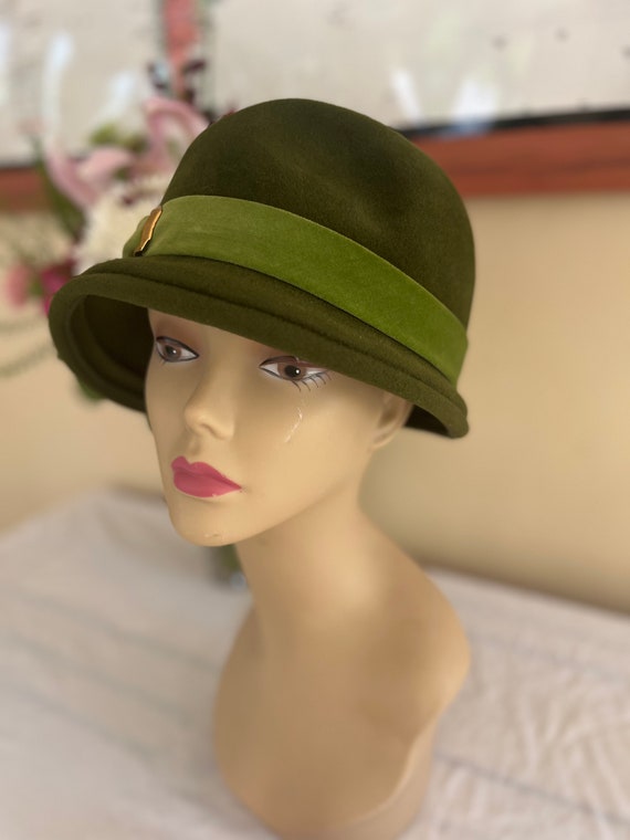 Vintage Green Lazarus Hat - Cloche Bucket - image 4