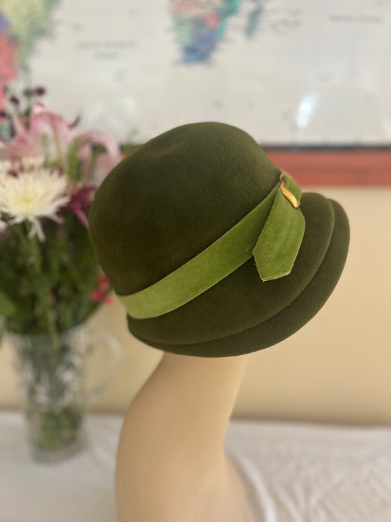 Vintage Green Lazarus Hat - Cloche Bucket - image 7