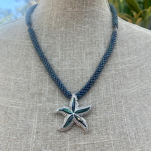 Mother of Pearl Starfish on Beaded Rope Necklace