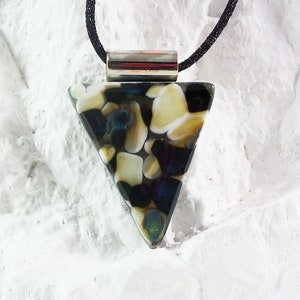 Unique Pebble Style Fused Glass Jewelry Pendant Necklace