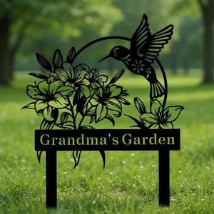 Custom Metal Bird Garden Sign with Flowers,Garden Metal Stake with Birds,Flower Garden Decor,Personalized Garden Decoration,Lover Gift Idea
