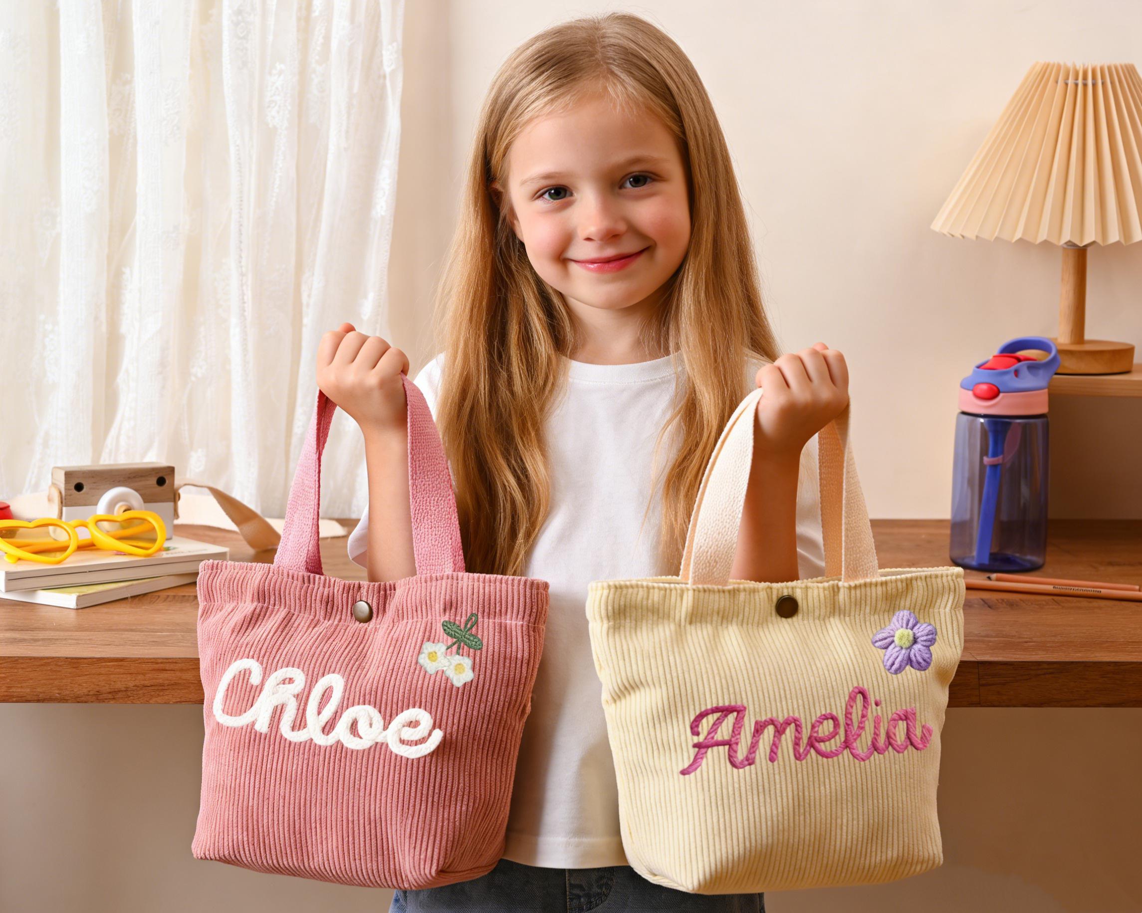 新品クロエキッズChloé kidsコーデュロイ トートバッグ ピンク