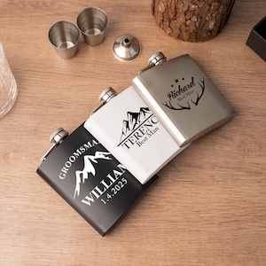 Custom 60oz Flask for Men, Hip Flask, Groomsman Flask, Groomsmen Gifts, Best Man Flask Gift, Groomsmen Proposal, Wedding Gifts, Gift for Him