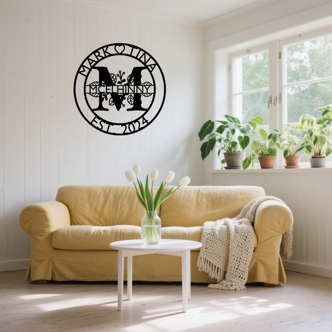 Custom Family Name Metal Monogram Sign, Personalized Last Name Sign ...