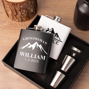 Custom 6oz Hip Flask For Men,Personalized Name Flask Set,Flask Gift Set,Wedding&Party Gift,Gift for Grooms,Birthday Gifts,Dad Gift,For Him