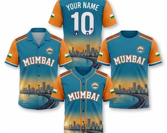 Mumbai Coastal Skyline Shirt Set, Baseball T Shirt Hawaiian Travel Tee