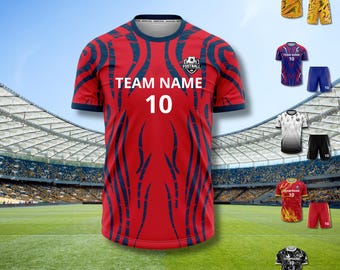 Conjunto de camiseta y pantalones cortos de fútbol personalizados, nombre y número de equipo personalizados, kit de fútbol para jóvenes y adultos, 6 estilos, uniforme transpirable de secado rápido