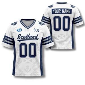 Scotland V Neck Short Sleeve Jersey, Personalized Name Number Shirt, Sizes S to 7XL Style 2