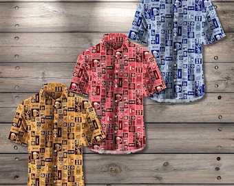 Hawaiian All Over Print Button Shirt Tropical Summer Casual Short Sleeve