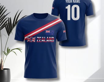New Zealand Inspired Soccer Shirt Set, Custom Name Number, Navy Fan Jerseys
