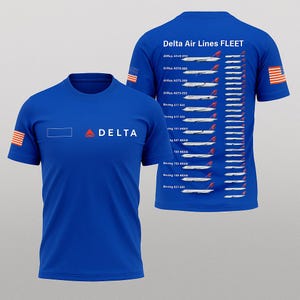 Delta Airlines Fleet T-Shirt – Airplane Graphic Tee with Delta Logo – Commercial Aircraft Spotter Shirt – Aviation Enthusiast Gift