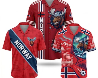 Norway Moose Viking Hawaiian Shirt, Northern Lights Vacation Beach Wear