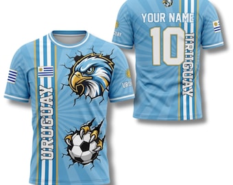 Uruguay Fan Shirt Custom Name Number Soccer T Shirt Eagle Supporter Gift