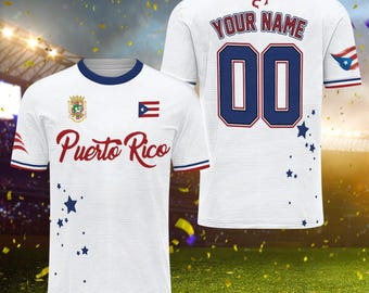 Personalisiertes Fuerteco Fussball Trikot mit Boricua Flagge, individuellem Name & Rückennummer