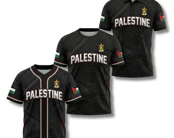 Palestine Shirt Baseball Jersey Polo T Shirt, Flag Gift, Travel Fan Apparel