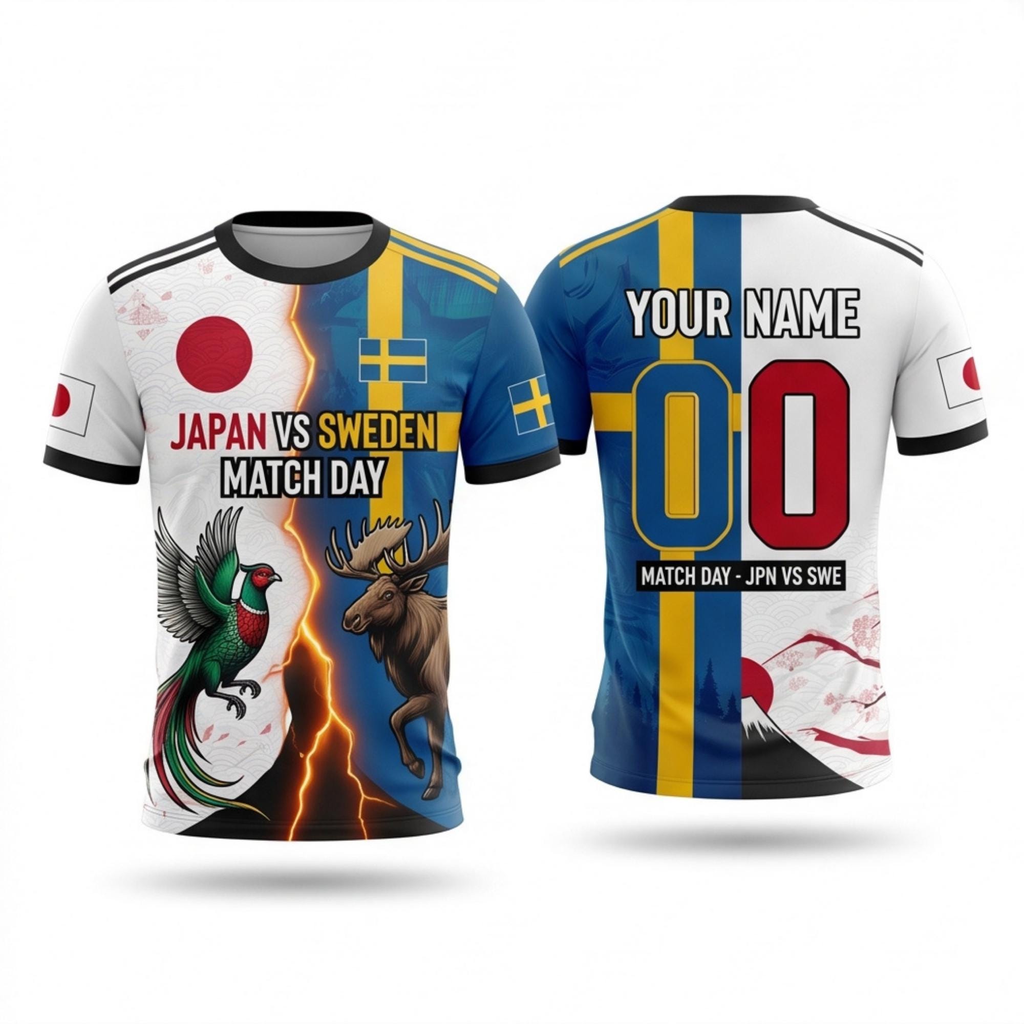 Japan Vs Sweden Match Day Apparel Bundle, Custom Name Number