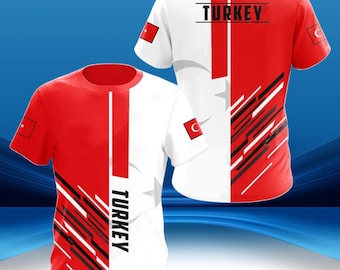 Turkey Flag Graphic T-Shirt: Red and White Modern Design