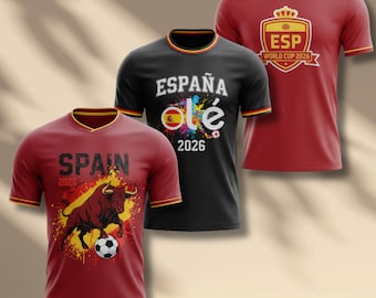 Spain WC 2026 Soccer Fan Shirt, Red Yellow Football Graphic Tee, Unisex Match Day Top Gift