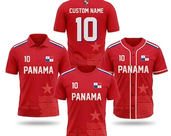 Panama Custom Name Number Shirt Set, Baseball Tee Polo, National Fan Gift