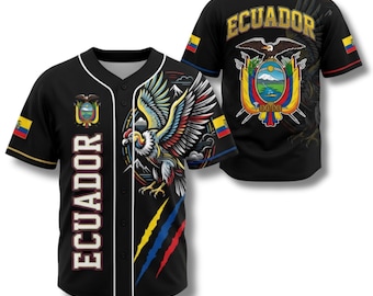 Ecuador Baseball Jersey, Flag Eagle Button Up Shirt, Ecuador Fan Gift