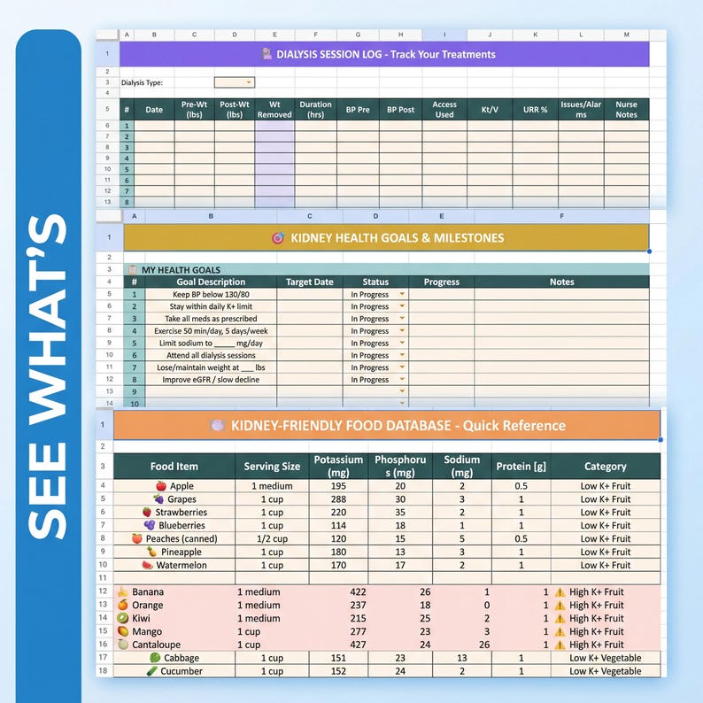 Log Quick Reference CKD Kidney Health Tracker Bundle, Daily Log (PDF & Excel) - Etsy