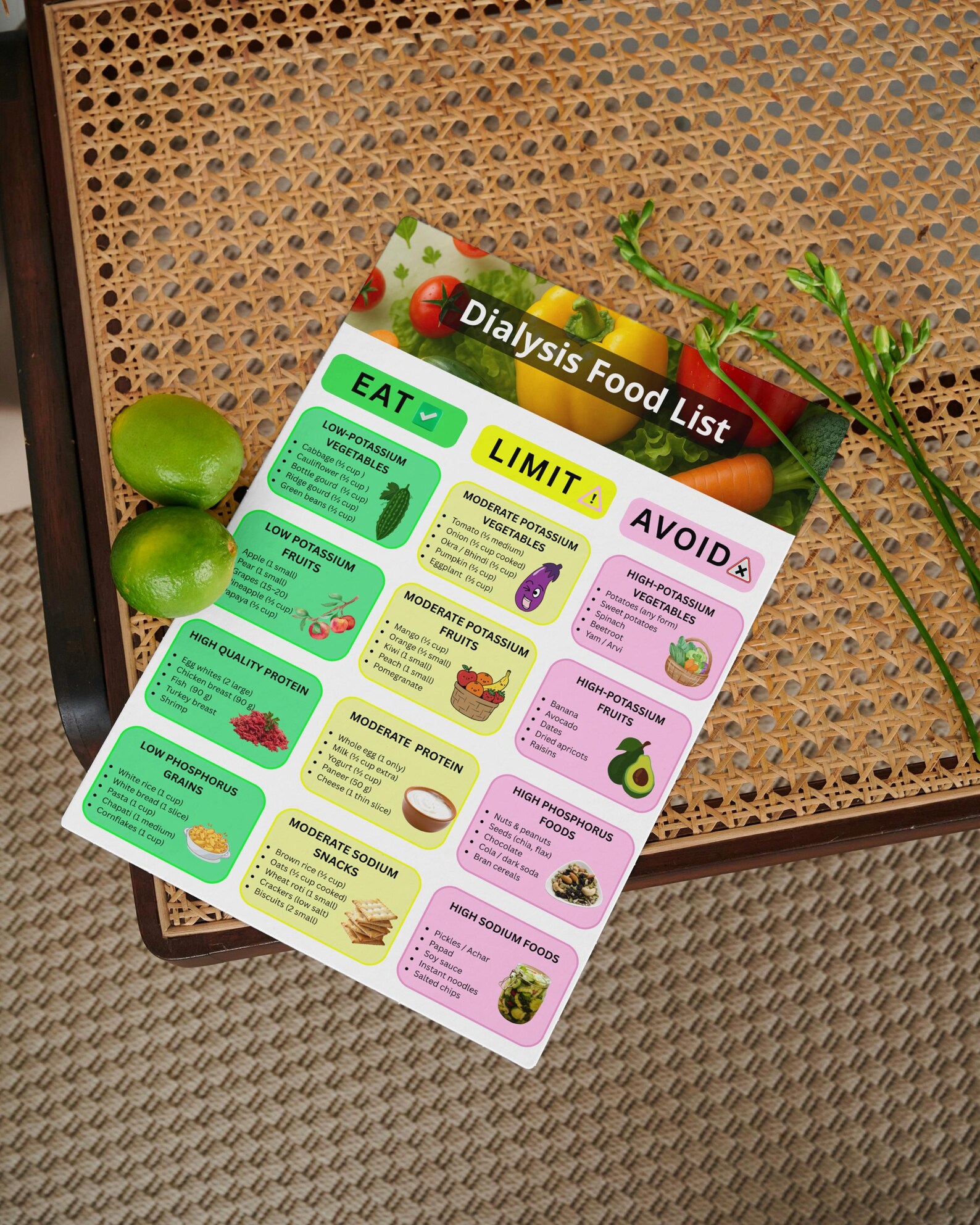 Dialysis Food List Printable, Renal Diet Chart for Hemodialysis, Low Potassium Grocery Guide ...