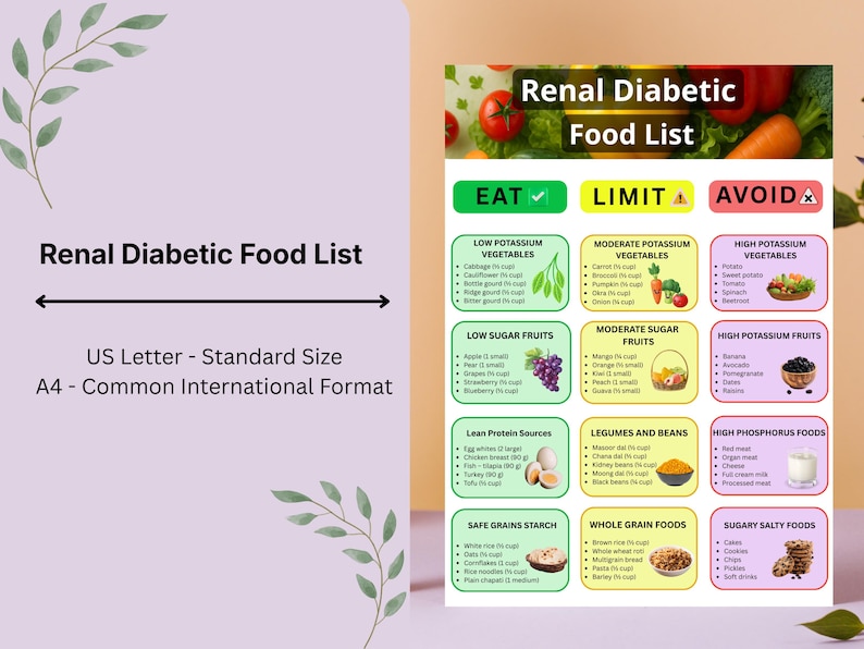 Renal Diabetic Food List Printable | Kidney Diabetes Diet Chart | CKD ...