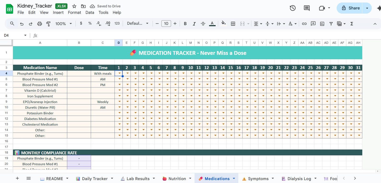 Cbb Log CKD Kidney Health Tracker Bundle, Daily Log (PDF & Excel) - Etsy