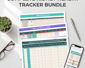 CKD Kidney Health Tracker Bundle, Daily Log (PDF & Excel)