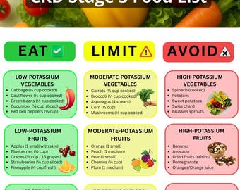 Lista de alimentos para la enfermedad renal crónica en etapa 3 / Guía dietética para la enfermedad renal (PDF)