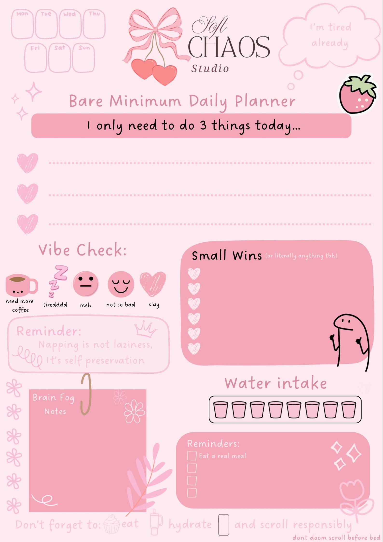 Printable Daily Planner for Women | Soft Girl Aesthetic Digital To-do ...