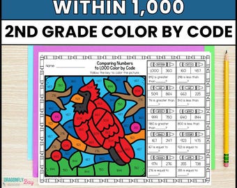 Getallen vergelijken met 1000 | Wiskunde voor groep 2: Kleuren op code